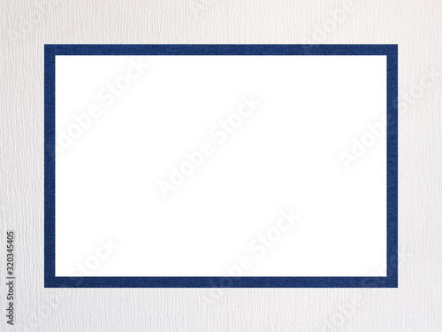 Blue and white textured decorative rectangular frame with free white space.