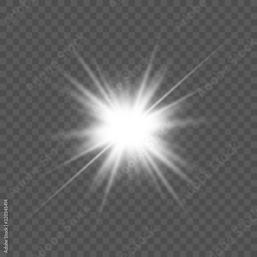 Transparent glow light effect. Star burst. Vector illustration