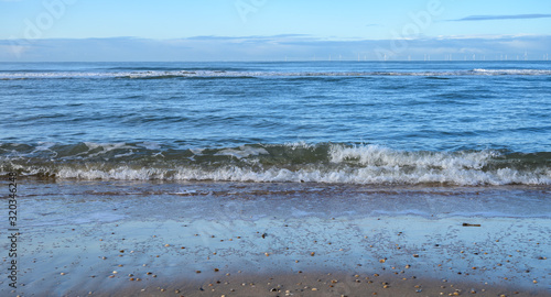 Dutch landscape, North sea sandy beach during low tide near Castricum aan Zee, Netherlands