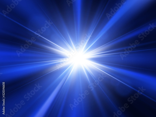 Vector star, sun with lens flare and rays. Abstract vector background. Glow light effect.