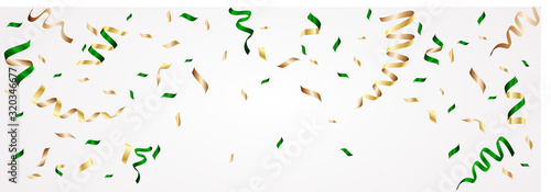 Ribbon and Bubble Party Green and Glod for New Year, Christmas , Brithday on vector design.