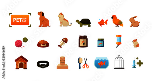 Pet icon color set design