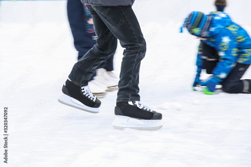 ice skating on the rink close-up ice skating on the rink close-up