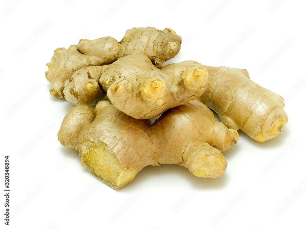 fresh ginger isolated on white background