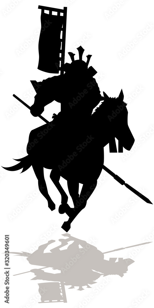 イラスト素材 戦国武将 シルエット 影 甲冑 馬 ベクター Stock Vector Adobe Stock