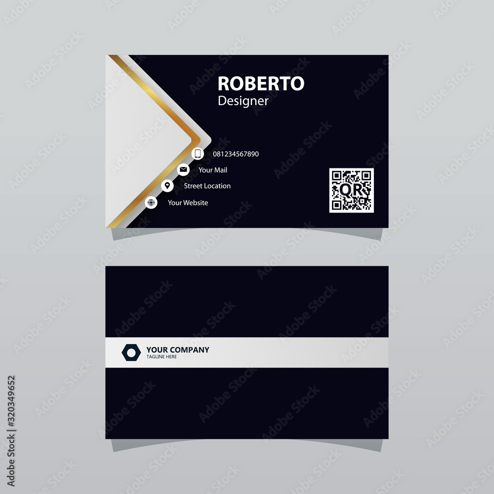 Modern bussines card template. Elegant element composition design with gold color effect.
