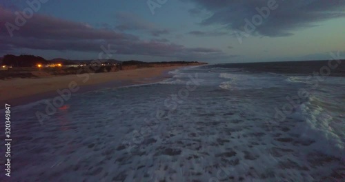 half moon bay California beautiful beach aerial view from above at sunset photo