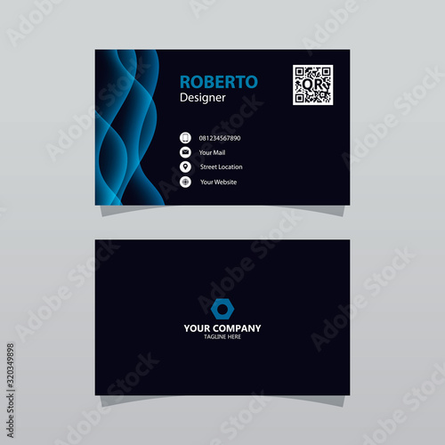 Modern blue bussines card template. Elegant element composition design with clean concept.