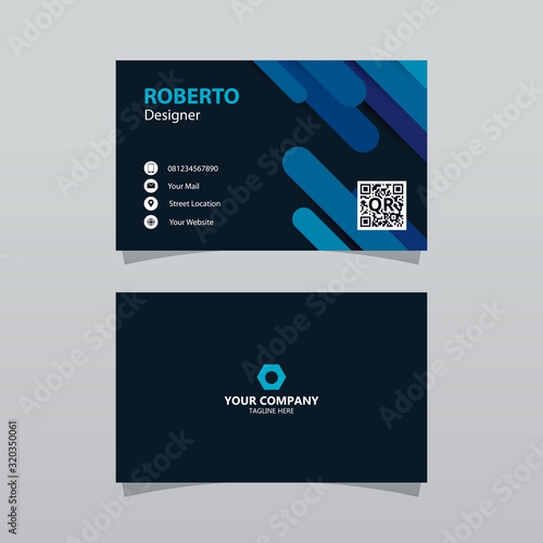 Modern blue bussines card template. Elegant element composition design with clean concept.