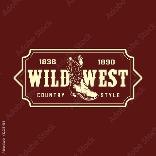 Vintage wild west monochrome print
