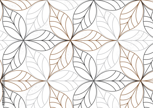 Fototapeta linear vector pattern, repeating abstract Geometry background, gray line of leaf or flower, floral. graphic clean design for fabric, wallpaper etc. pattern is on swatches panel.