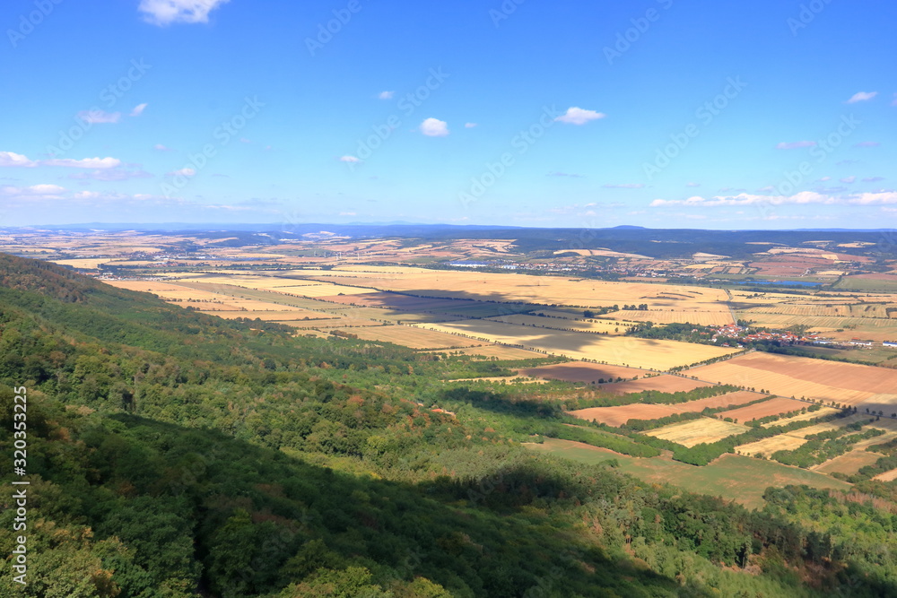 scenic view from the Kyffhaeuser monument to the Harz landscape