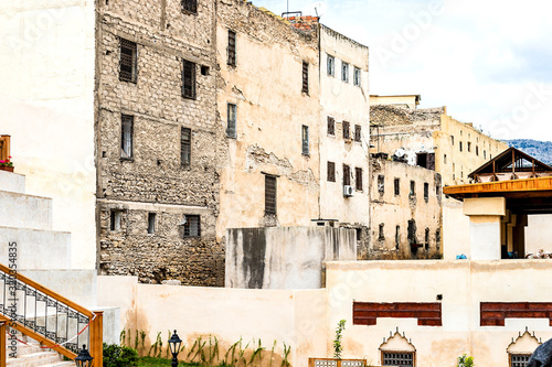 The streets of the old town of Fez, which are locals and children. Lifestyle