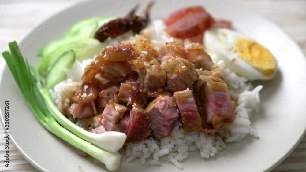 crispy pork belly on topped rice crispy pork belly on topped rice