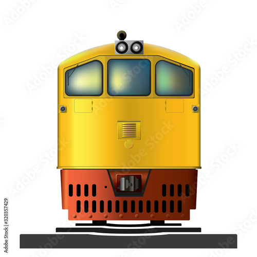 Classical yellow diesel train vector 