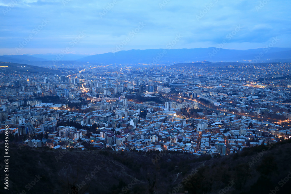 Obraz premium View of Tbilisi at night