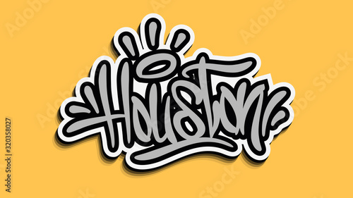 Houston Texas Usa Hand Lettering Sticker Design.