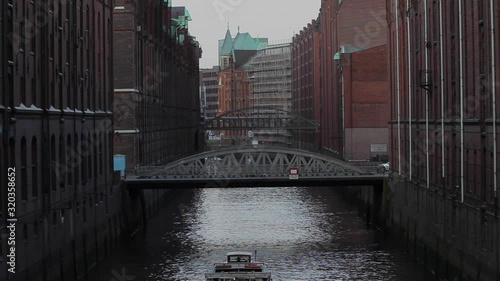 Bridge over channel  in Hamburg Speicherstadt.