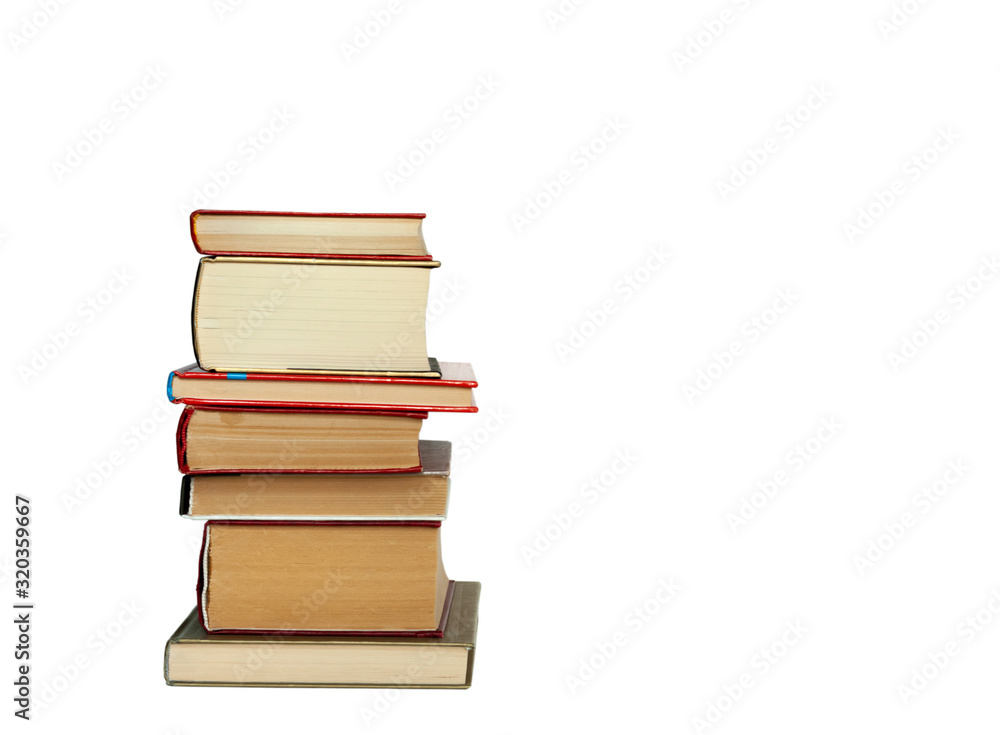 Stack of books isolated on a white background, back to school education concept. Stack of books isolated on a white background, back to school education concept.