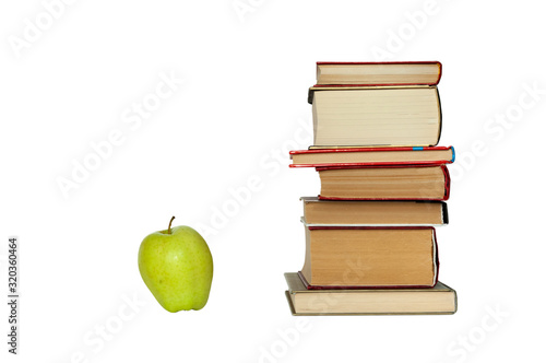 Stack of books isolated on a white background, back to school education concept.