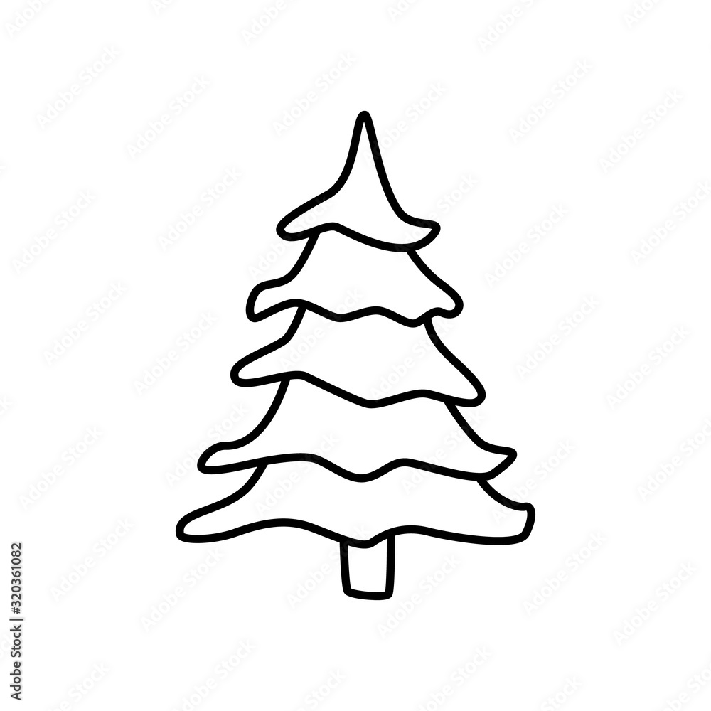 Tree sign isolated on white background. Fir icon in outline style symbol. Tree sign isolated on white background. Fir icon in outline style symbol.