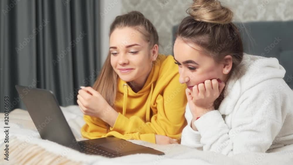 girls communicate on laptop computer webcam girls communicate on laptop computer webcam