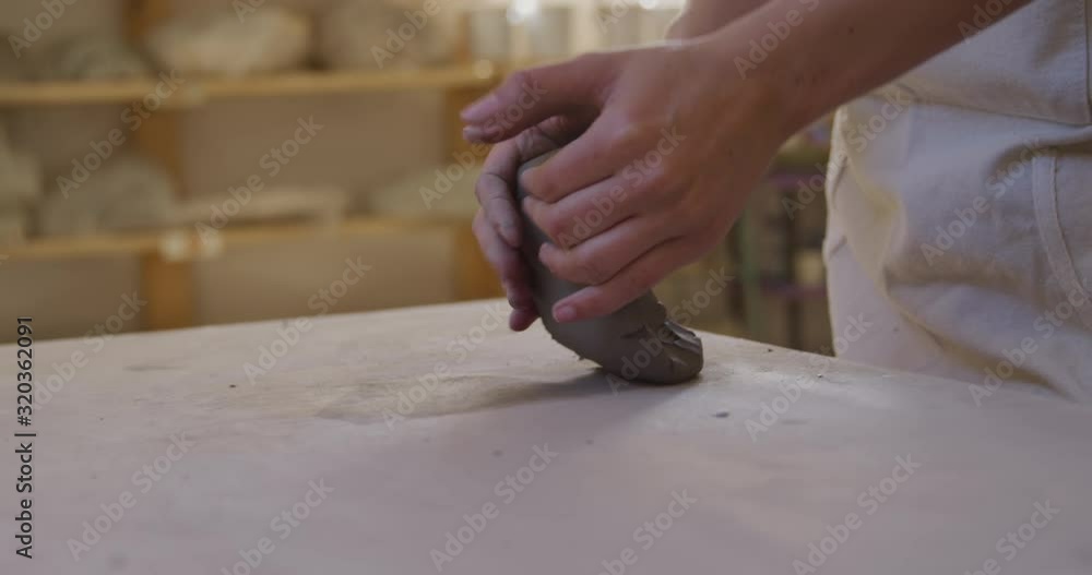 Young female potter working in her studio Young female potter working in her studio