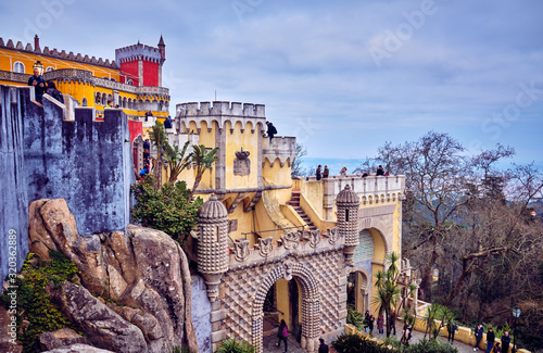 The Pena Palace is a palace in Portugal, located on a high cliff above Sintra and has a fantastic style.