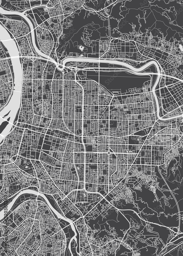 City map Taipei, monochrome detailed plan, vector illustration