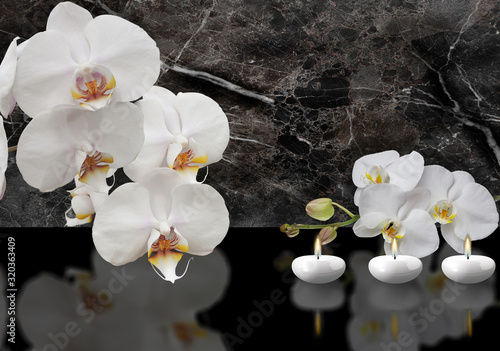 white orchid with candle