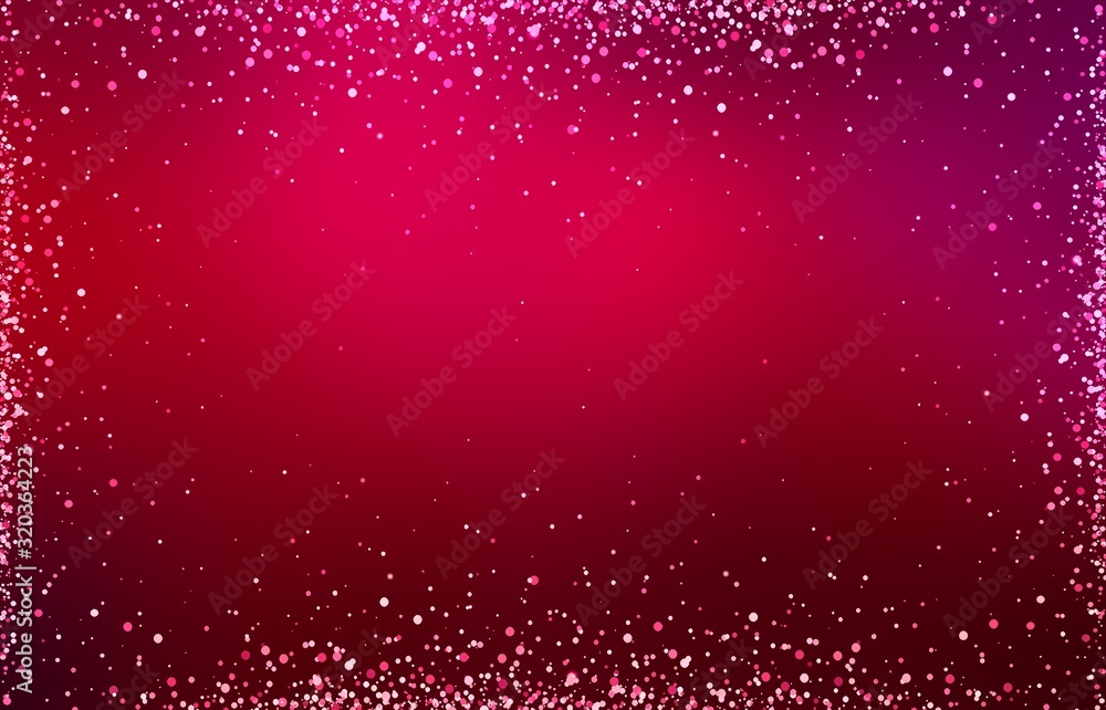 Festive maroon background. Sequins on deep red empty template. Ruby color. Glitter frame. 