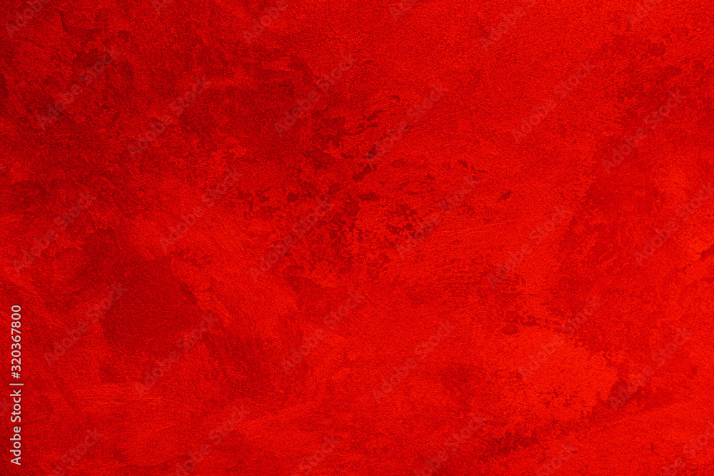 Texture of red decorative plaster or concrete. Abstract background for design. Art stylized banner with copy space for text. - obrazy, fototapety, plakaty 