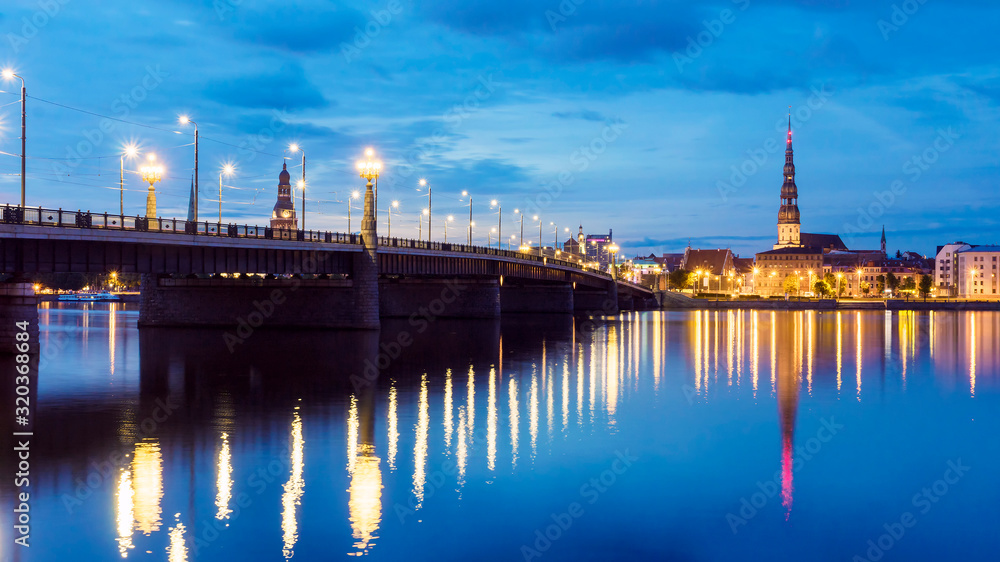Fototapeta premium Riga, latvia. View of the evening city of Riga
