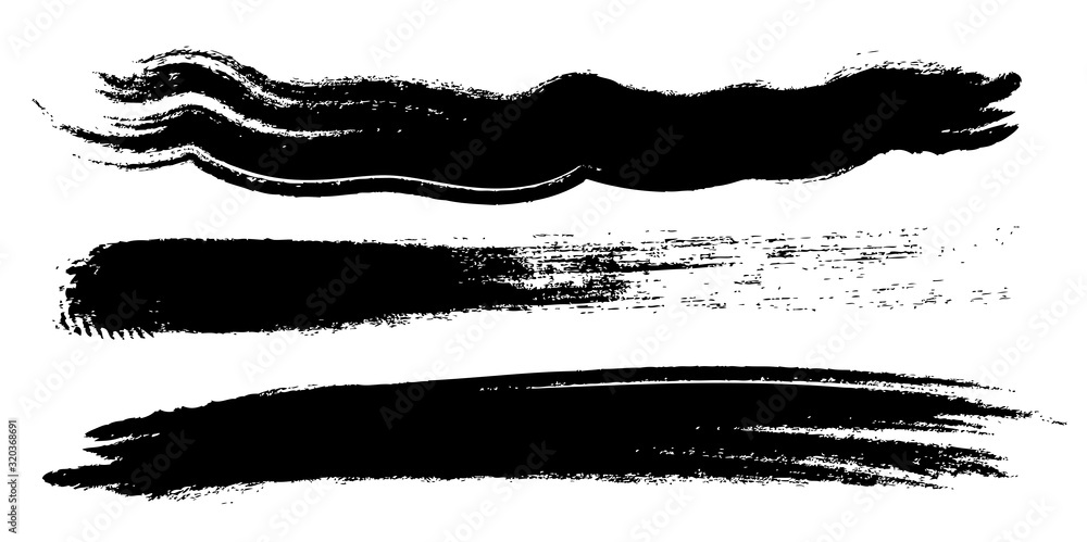 アナログタッチ素材：筆の質感　墨　インク　筆模様　波模様