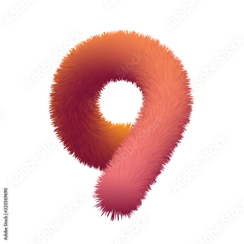 Number, Fur, Fluffy vector template