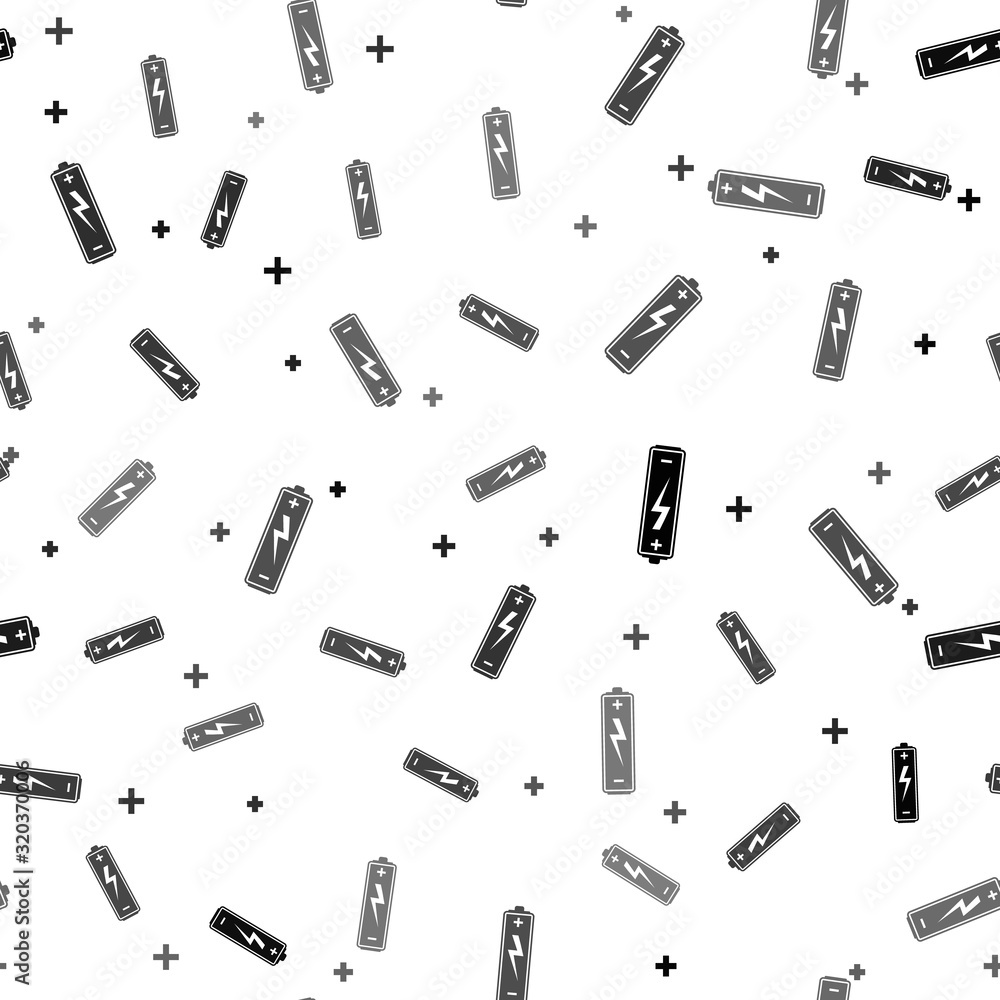 Black Battery icon isolated seamless pattern on white background. Lightning bolt symbol. Vector Illustration Black Battery icon isolated seamless pattern on white background. Lightning bolt symbol. Vector Illustration