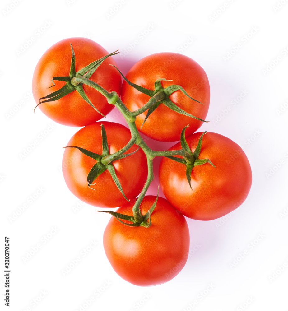 Fresh raw tomatoes isolated on white background
