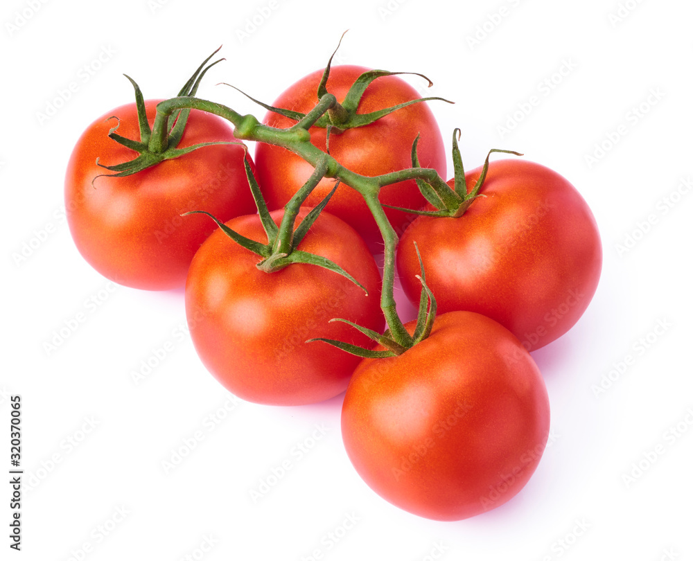 Fresh raw tomatoes isolated on white background