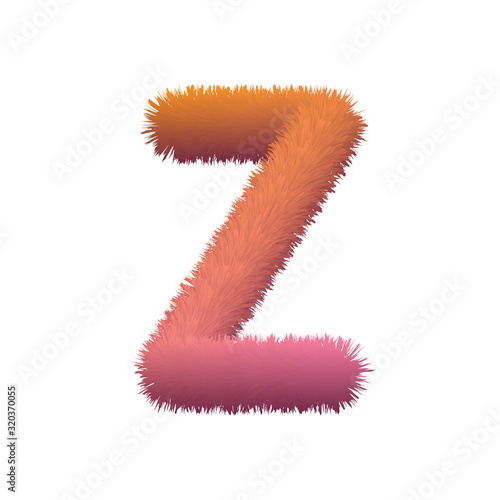 Capital Letter, Fur vector, Fluffy illustration