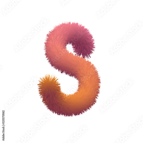 Capital Letter, Fur vector, Fluffy illustration