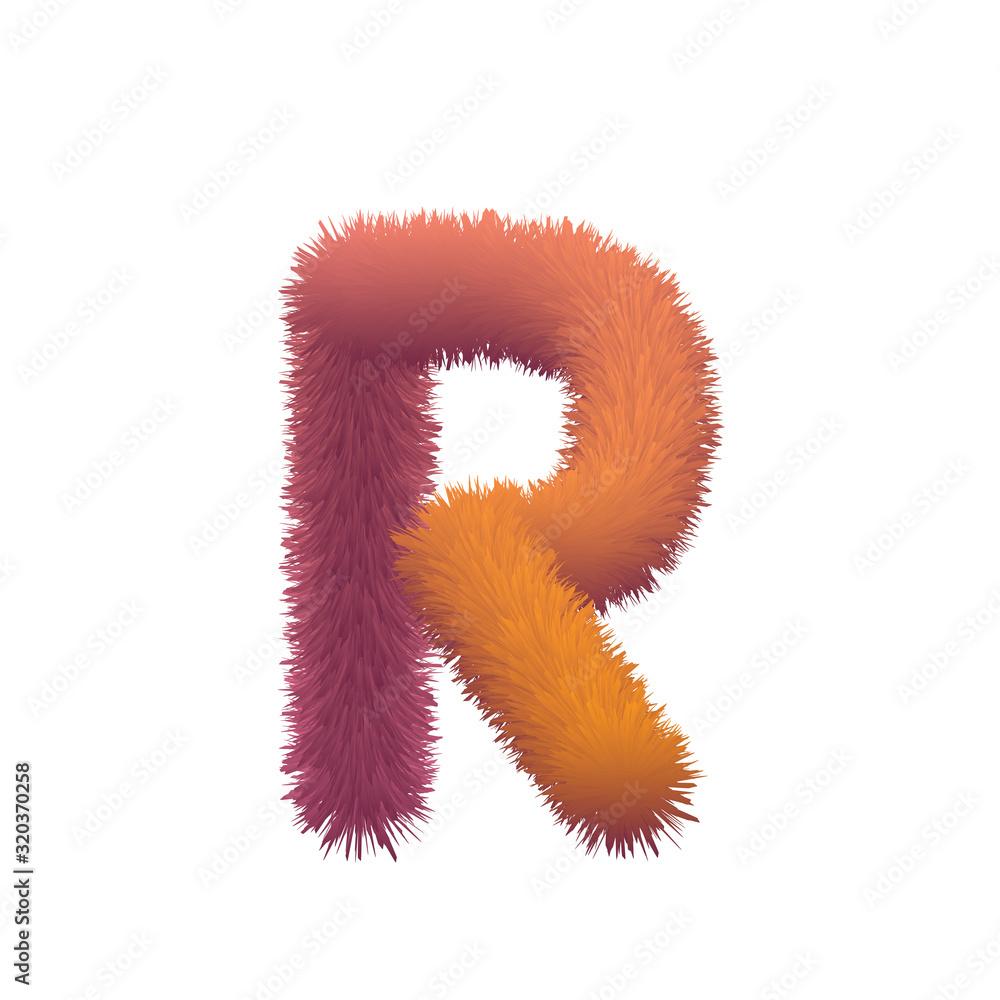 Capital Letter, Fur vector, Fluffy illustration Capital Letter, Fur vector, Fluffy illustration