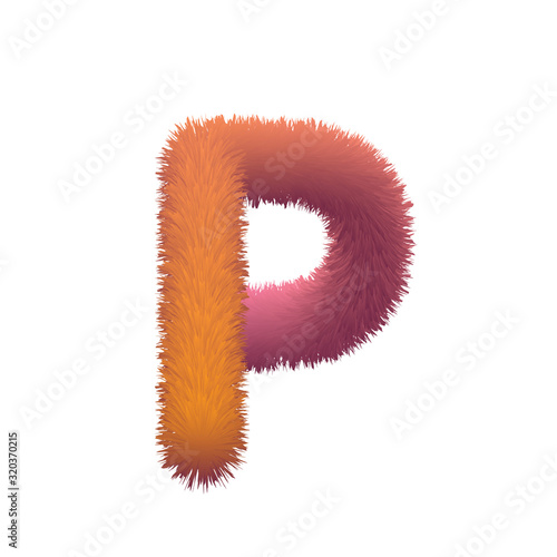 Capital Letter, Fur vector, Fluffy illustration