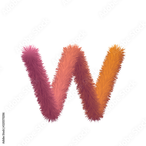 Capital Letter, Fur vector, Fluffy illustration