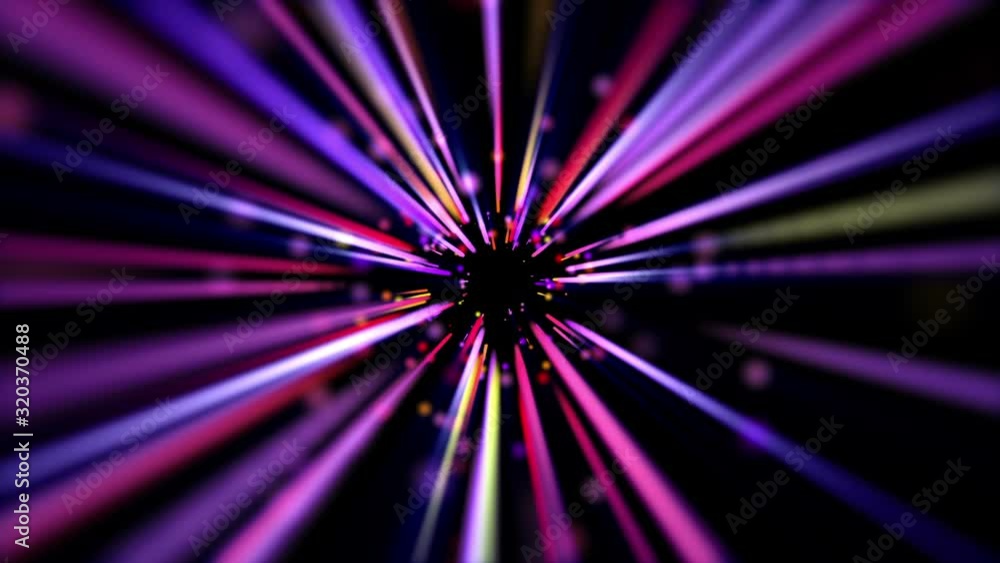 Seamless loop featuring a tunnel effect of fast moving purple and blue ...