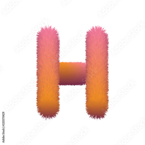 Capital Letter, Fur vector, Fluffy illustration