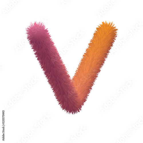 Capital Letter, Fur vector, Fluffy illustration