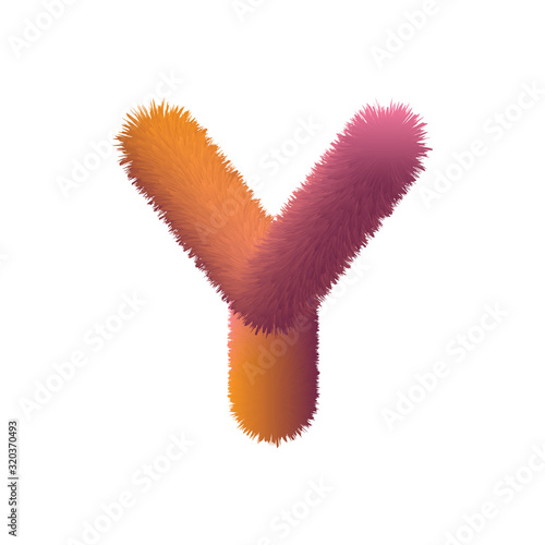Capital Letter, Fur vector, Fluffy illustration