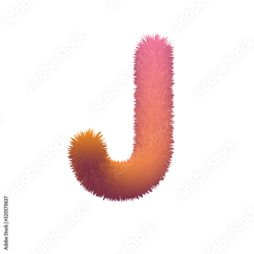 Capital Letter, Fur vector, Fluffy illustration