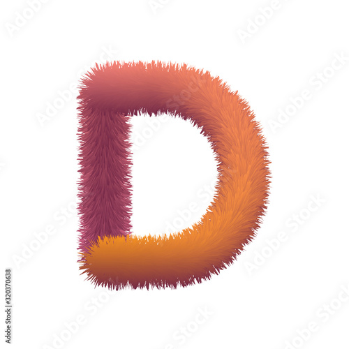 Capital Letter, Fur vector, Fluffy illustration