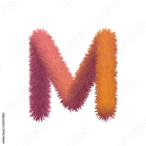Capital Letter, Fur vector, Fluffy illustration